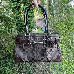 COACH VINTAGE Y2K Hamptons Signature Jacquard Shoulder Bag Satchel AUTHENTIC
